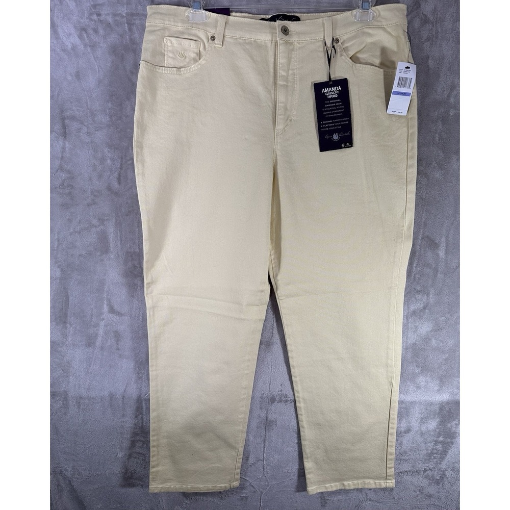 Gloria Vanderbilt Pants Amanda Womens Sz 18 Petite Yellow Tummy Slimmer Straight